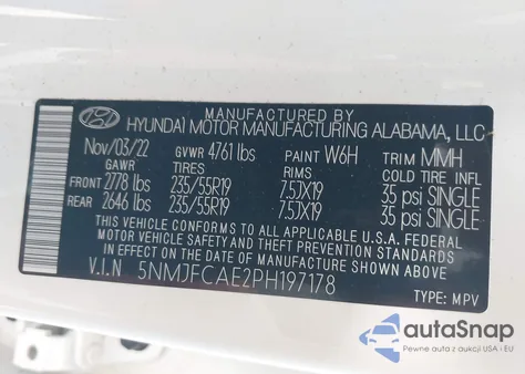 2023 Hyundai Tucson Sel z USA, uszkodzony, nr VIN 5NMJFCAE2PH197178